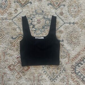 Zara Black Fitted Crop Tank Top